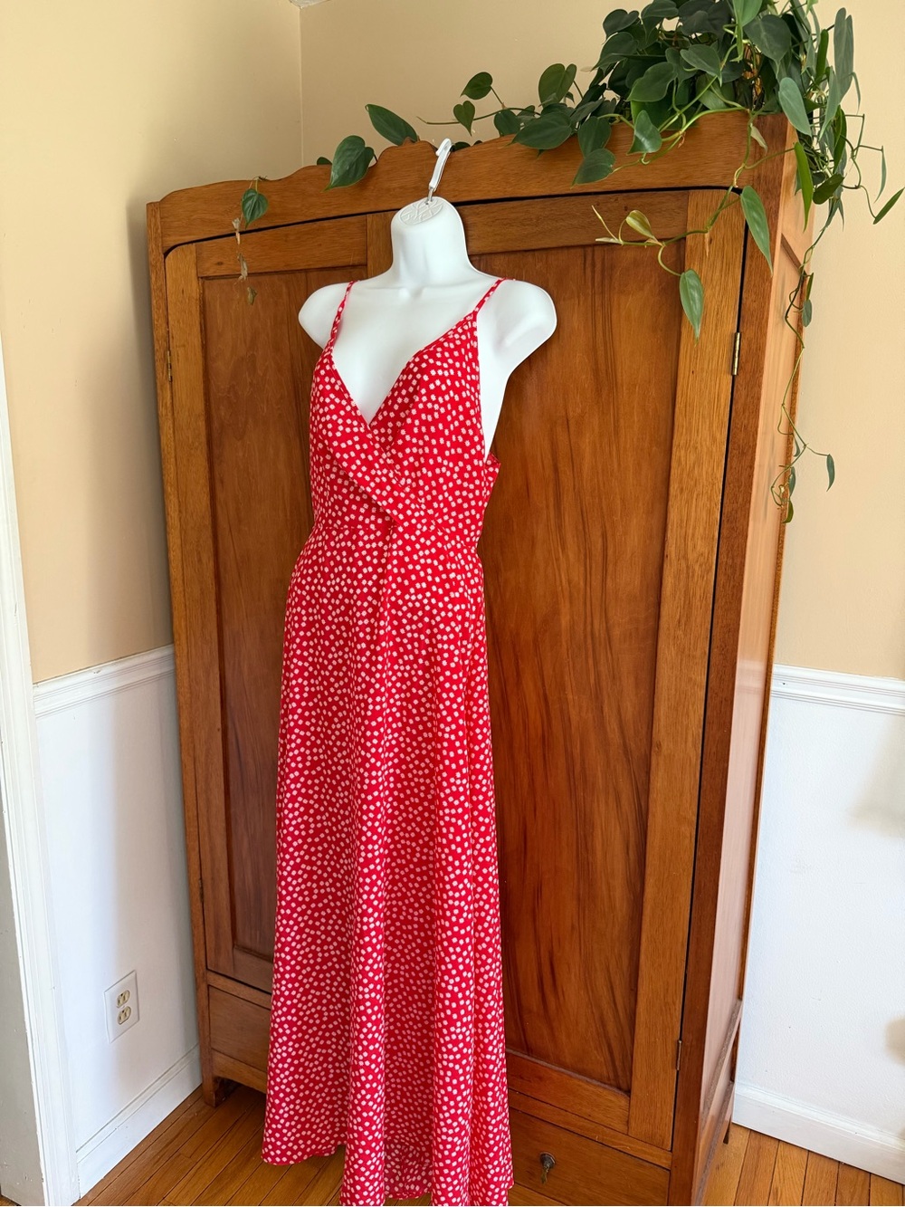 SHEIN Red & White Polka Dot Maxi Dress